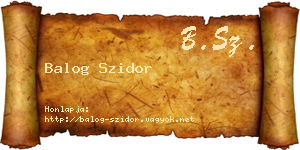 Balog Szidor névjegykártya
